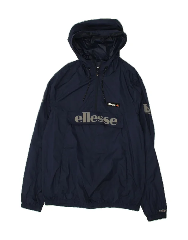 ELLESSE Mens Graphic Hooded Anorak Jacket UK 40 Large Navy Blue Nylon