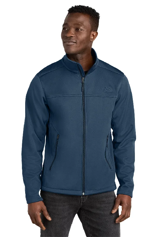 The North Face Mens Ridgewall Wind & Water Resistant Soft Shell Full Zip Jacket - Shady Blue - New