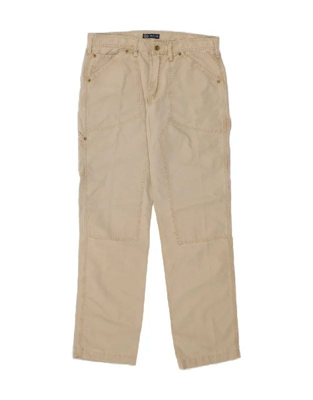 Stretchy denim PLAYLIFE Mens Straight Cargo Trousers IT 50 Large W35 L33  Beige Cotton