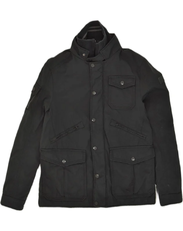 TOM TAILOR Mens Utility Jacket UK 40 Large Black Polyamide