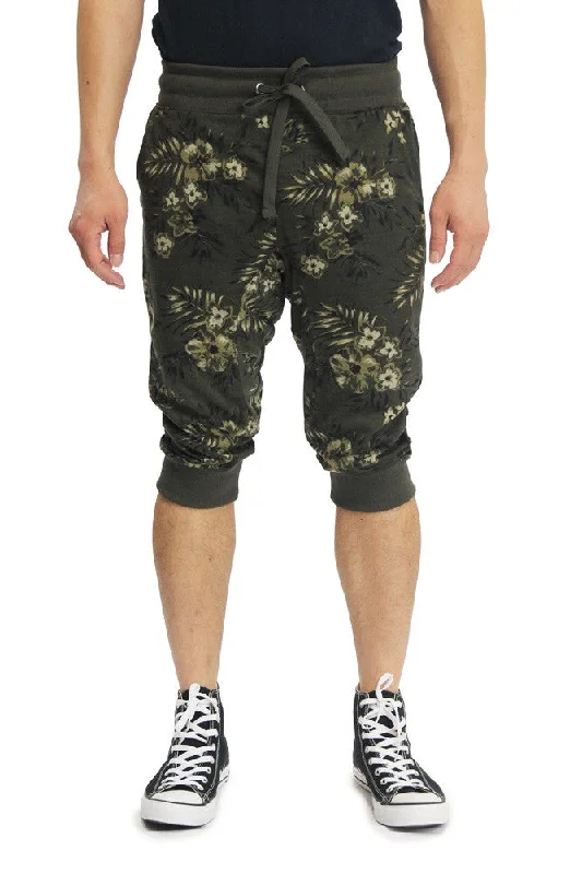 Stretch-fit pants Men's Tonal Floral French Terry Jogger Shorts