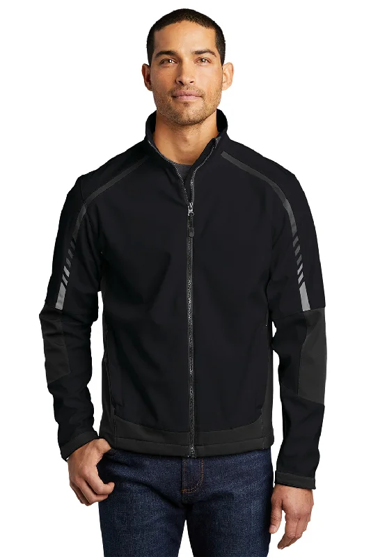 Port Authority Mens Embark Wind & Water Resistant Full Zip Jacket - Black/Deep Grey - Closeout