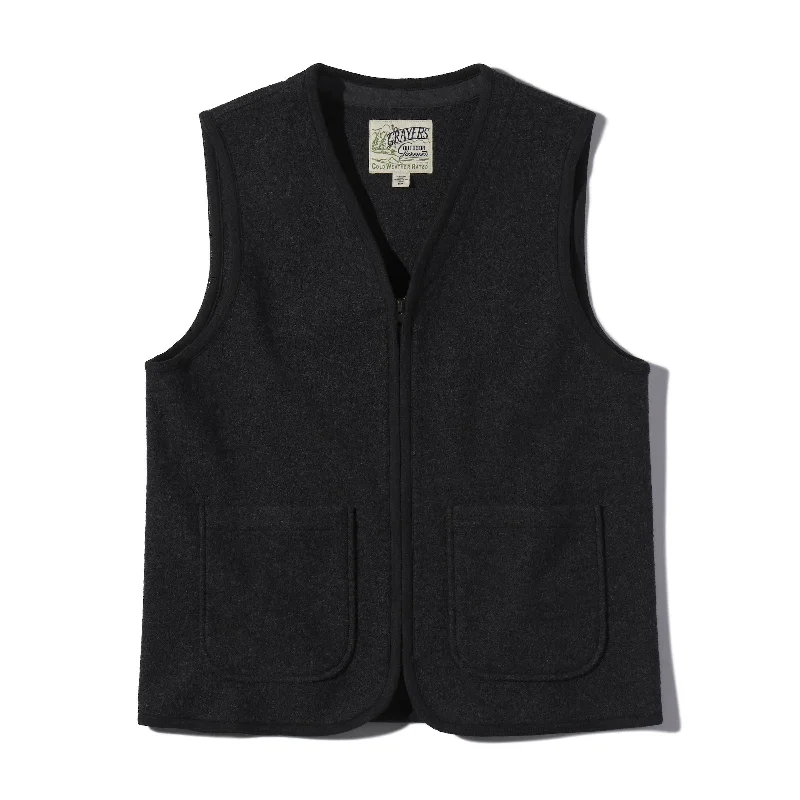 Urban Burnham Boiled Wool Zip Up Vest  - Charcoal