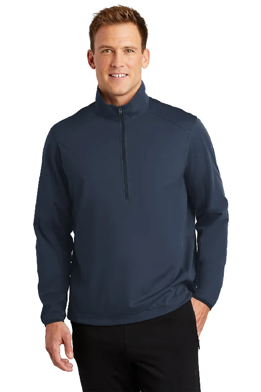 Port Authority Mens Active Wind & Water Resistant 1/4 Zip Jacket - Dress Navy Blue