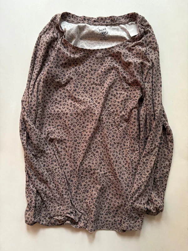 Sporty long sleeve Top Long Sleeve By Pink Rose In Animal Print, Size: 1x