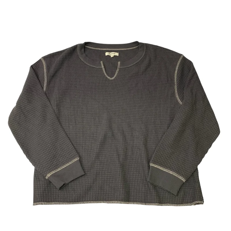 Solid color Top Long Sleeve By Madewell In Grey, Size: Xl