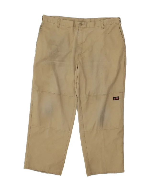 Graphic denim DICKIES Mens Straight Chino Trousers W42 L30 Beige Polyester