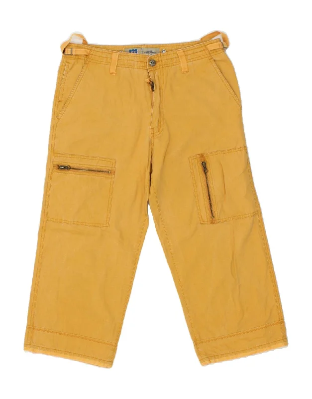 Eco-friendly denim VINTAGE Mens Cargo Capri Trousers IT 46 Small W29 L21  Yellow Cotton