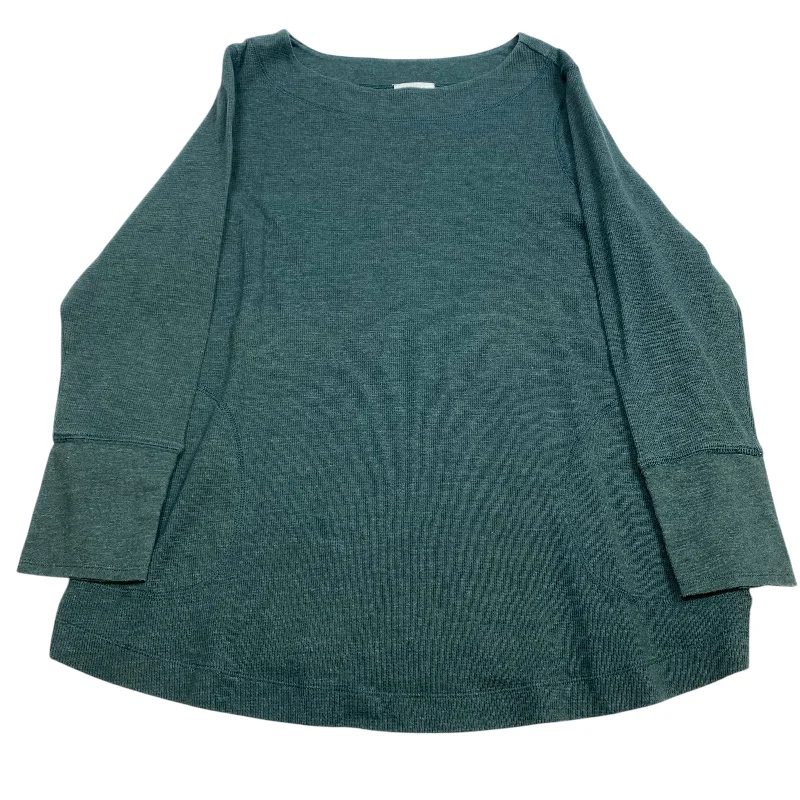 Cotton jersey Top Long Sleeve Basic By J. Jill In Green, Size: 1x