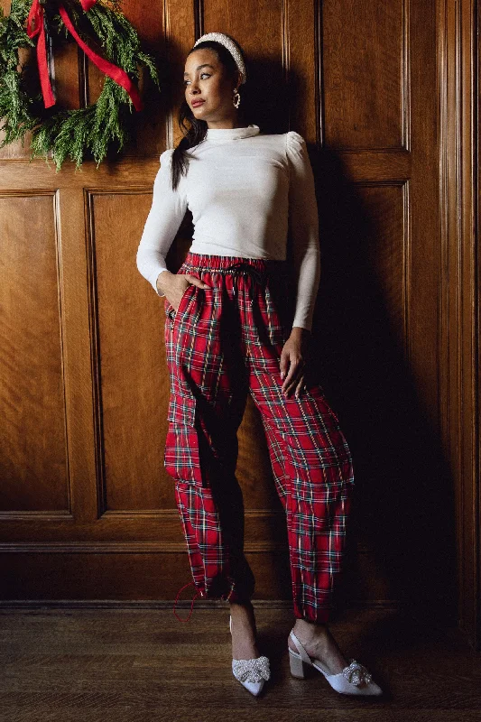 Wool trousers Nicole Cargo Pants in Holiday Plaid - FINAL SALE