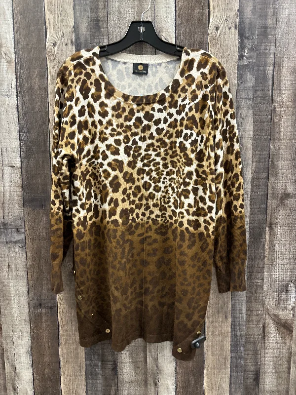 Cotton jersey Tunic Long Sleeve By Jm Collections In Animal Print, Size: L