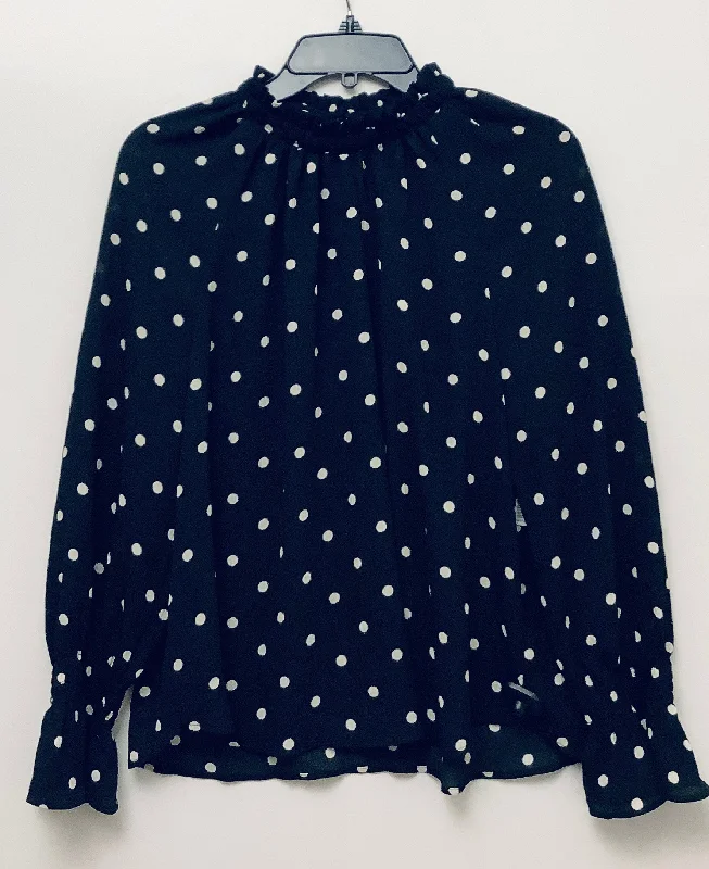 Solid color Top Long Sleeve By Loft In Black, Size: L