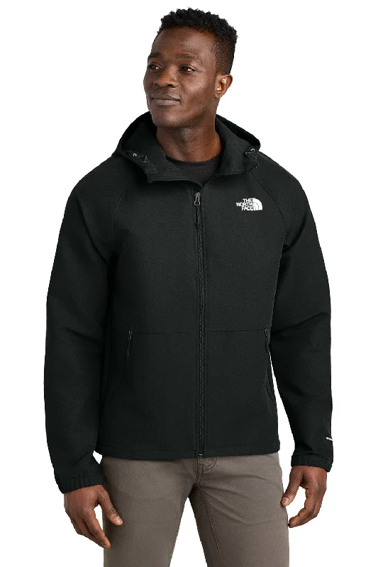 The North Face Mens Barr Lake Water Resistant Soft Shell Full Zip Hooded Jacket - Heather Black - New