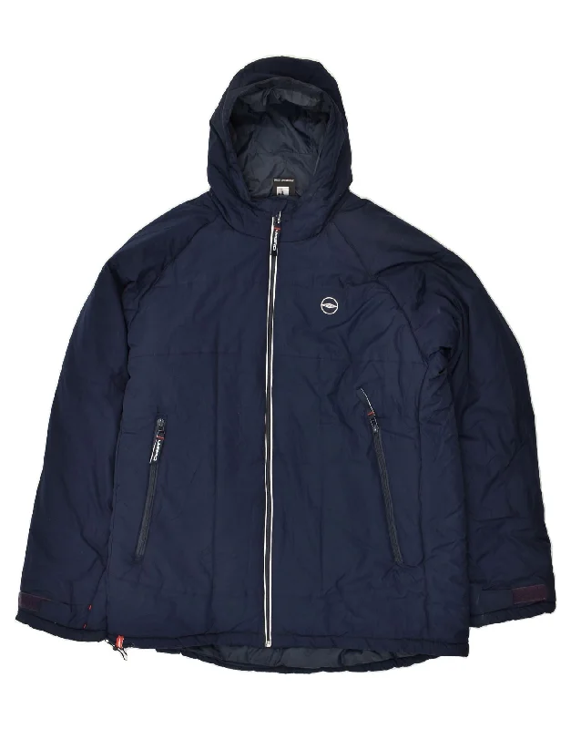 UMBRO Mens Hooded Padded Jacket UK 42 XL Navy Blue Polyester