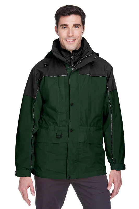 North End Mens 3-in-1 Water Resistant Full Zip Hooded Jacket - Alpine Green/Black