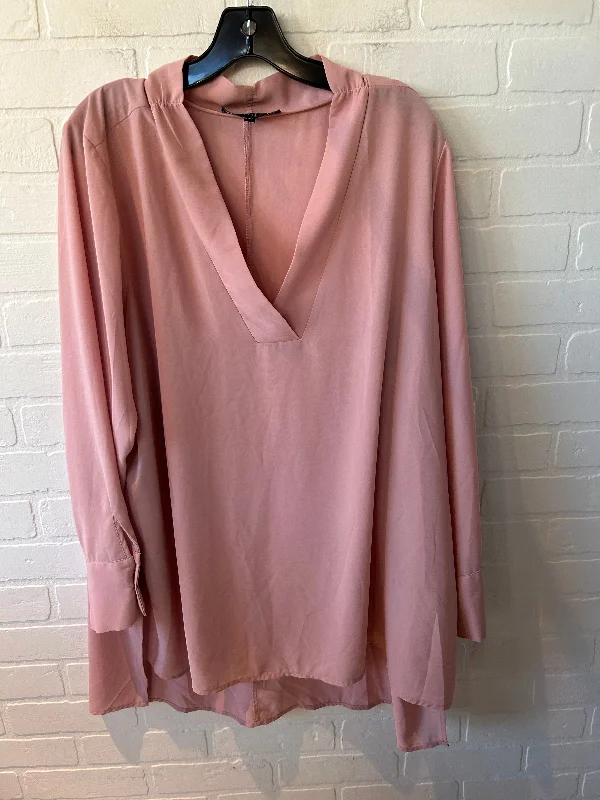 Slim fit Top Long Sleeve By Eloquii In Pink, Size: 2x