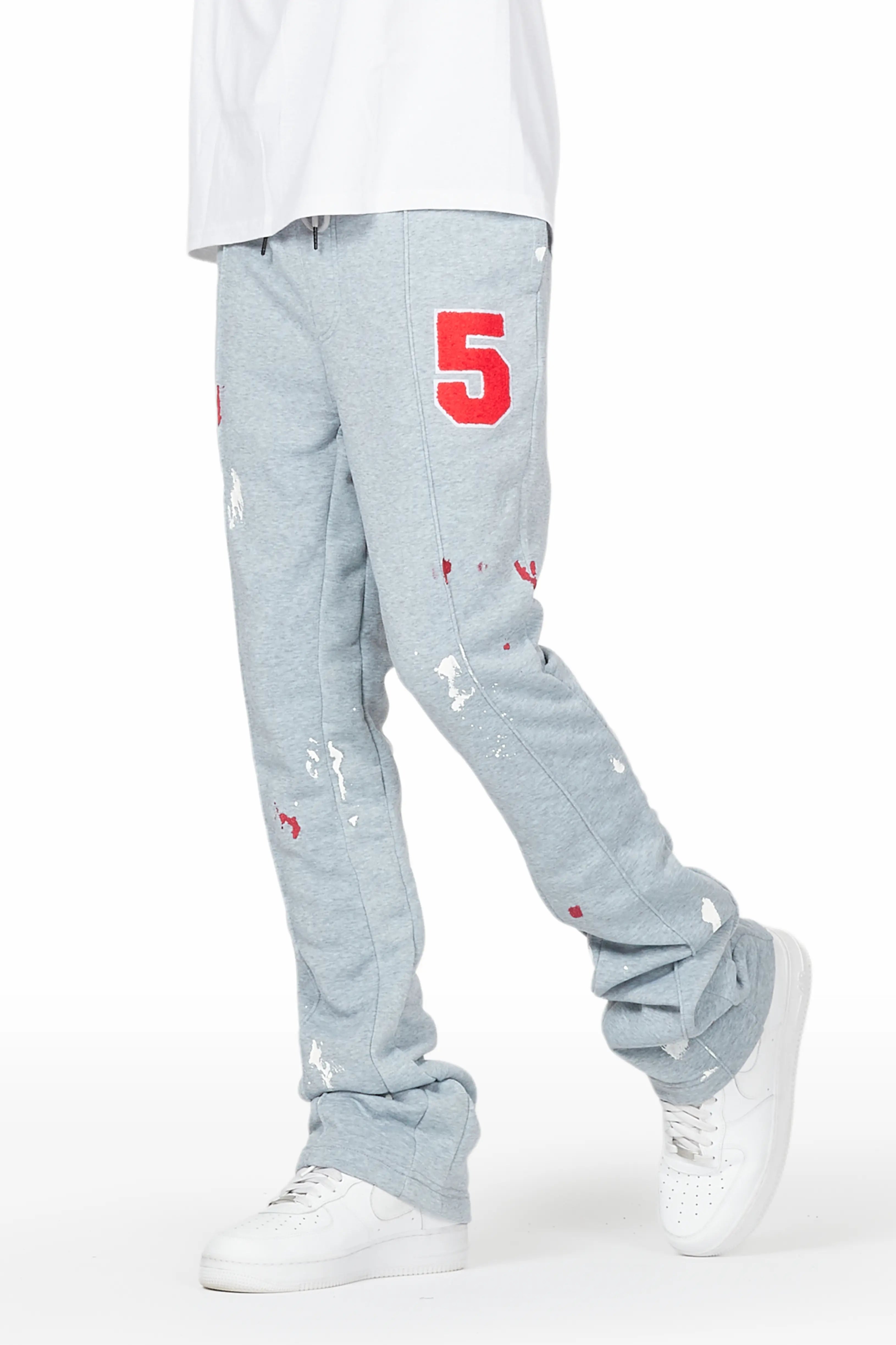 Performance leggings Luka Heather Grey Patchwork Stacked Flare Pants