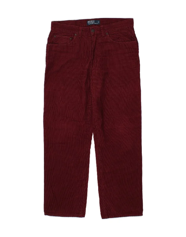 Over-sized denim POLO RALPH LAUREN Mens Straight Corduroy Trousers W31 L28 Burgundy Cotton