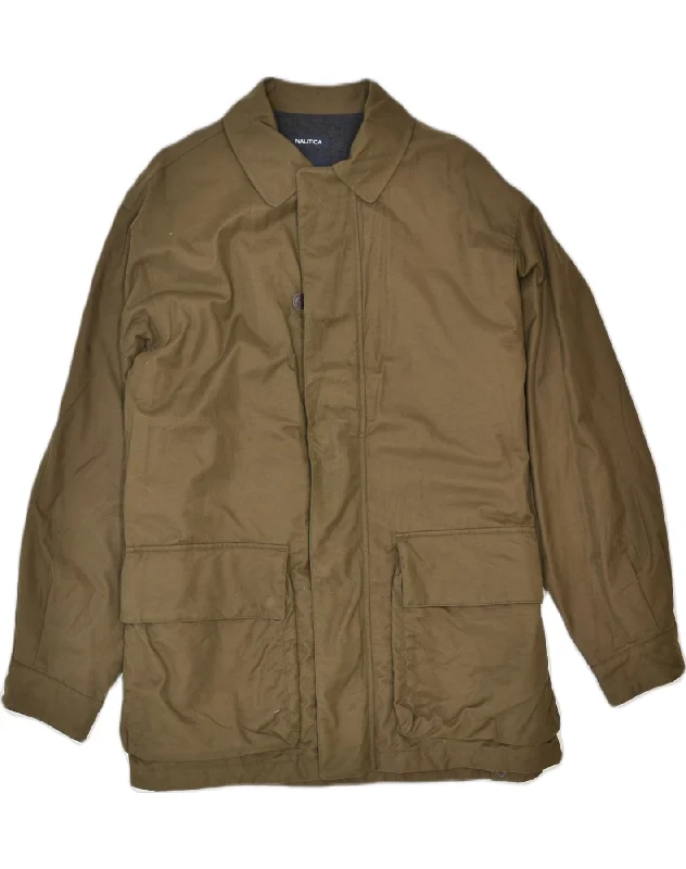 NAUTICA Mens Windbreaker Jacket UK 36 Small Brown Cotton