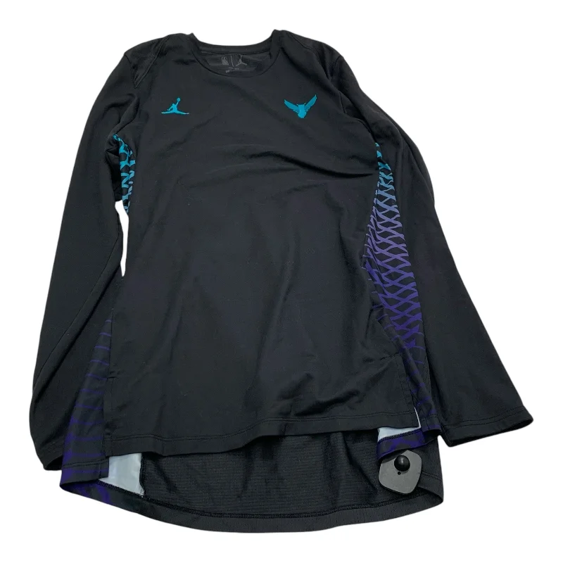 Layering long sleeve Athletic Top Long Sleeve Crewneck By Nike Apparel In Black & Blue, Size: S