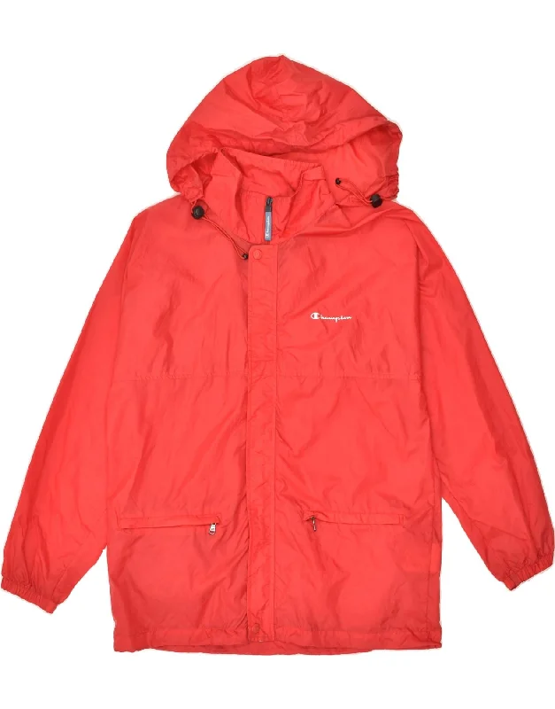 CHAMPION Mens Hooded Rain Jacket UK 36 Small Red Polyamide