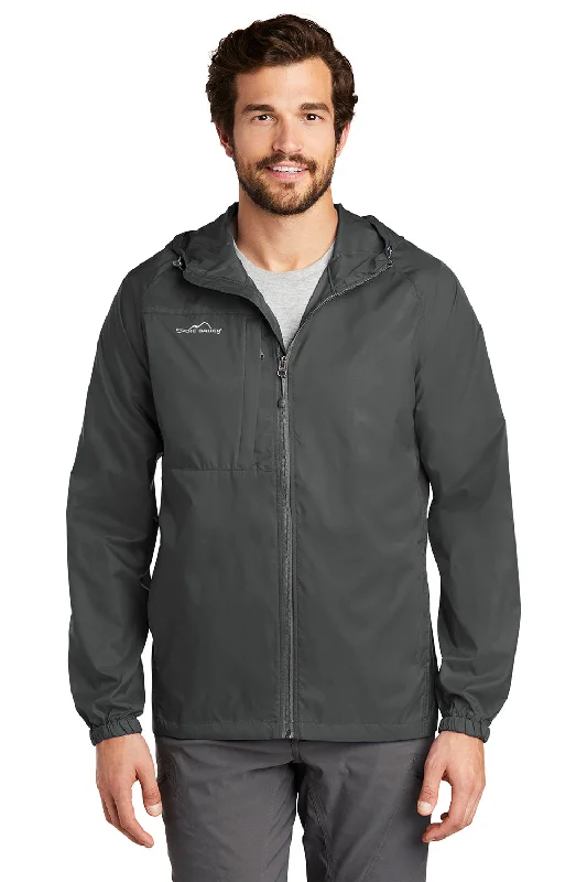 Eddie Bauer Mens Packable Wind Resistant Full Zip Hooded Jacket - Steel Grey