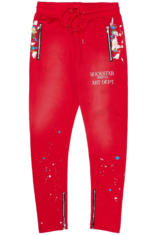 Wool trousers Rockstar Art Dist. Red Trackpant