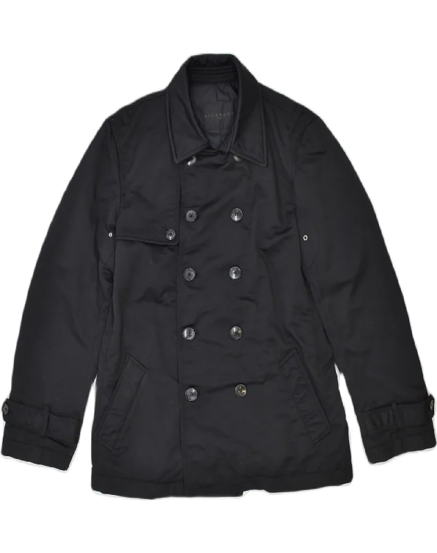 RICHMOND Mens Pea Coat IT 48 Medium Black Cotton