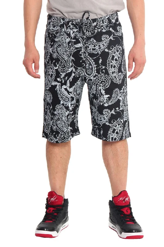 Printed jeans Men's Paisley Twill Dropcrotch Shorts