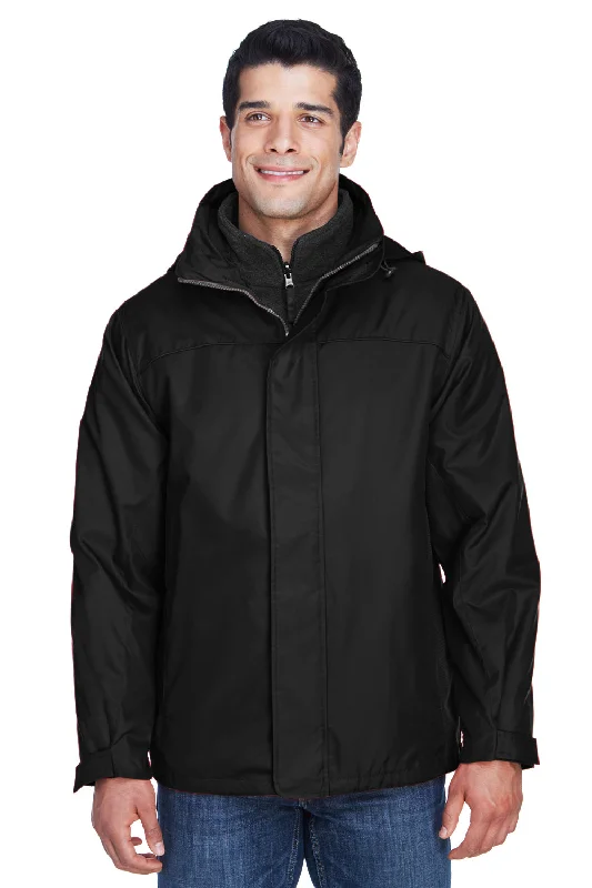 North End Mens 3-in-1 Water Resistant Full Zip Hooded Jacket - Black