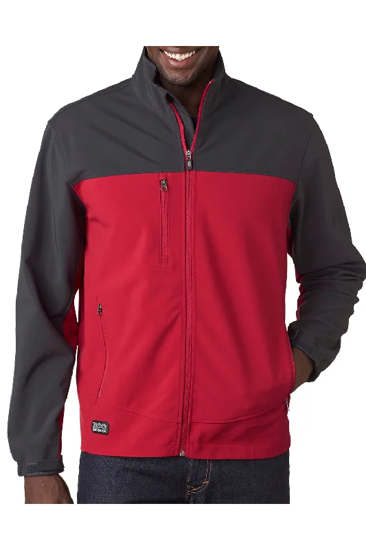 Dri Duck Mens Motion Wind & Water Resistant Full Zip Jacket - Red/Charcoal Grey