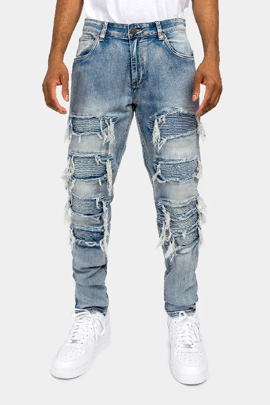 Luxe pants Distressed Ripped Moto Biker Denim Jeans