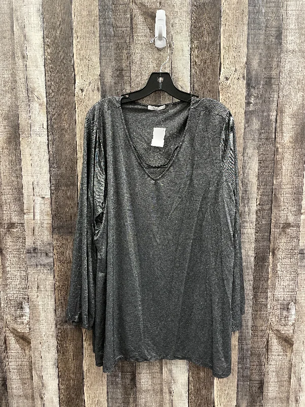 Cotton jersey Top Long Sleeve By 89th And Madison In Grey, Size: 3x