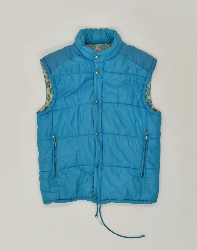 VINTAGE Mens Padded Gilet UK 36 Small Blue Polyester