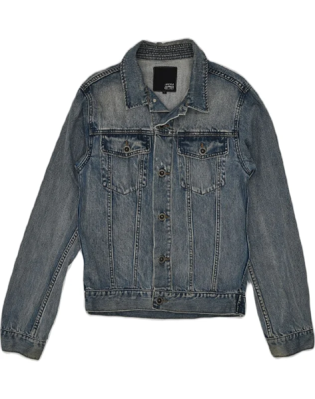 JACK & JONES Mens Denim Jacket UK 38 Medium Blue Cotton