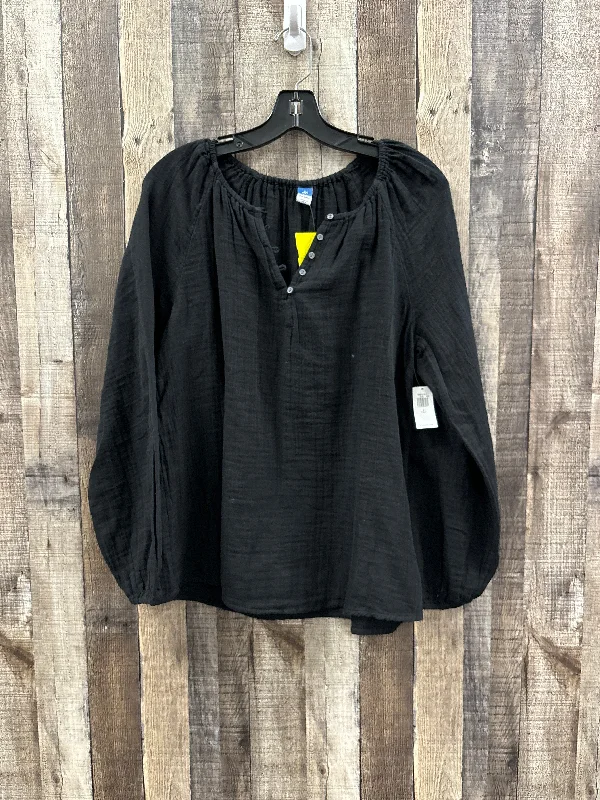 Printed long sleeve Top Long Sleeve By Old Navy In Black, Size: S