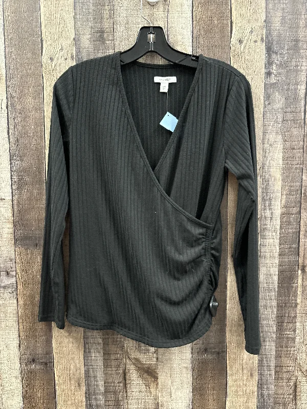 Cotton jersey Top Long Sleeve By Nine West In Black, Size: M