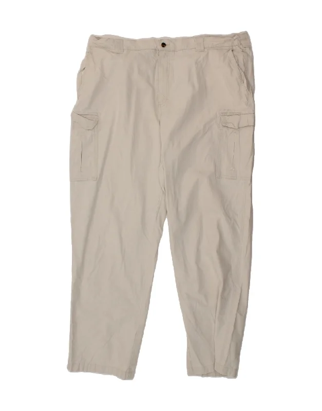 Leather-trimmed denim L.L.BEAN Mens Natural Fit Straight Cargo Trousers W42 L31  Grey Cotton