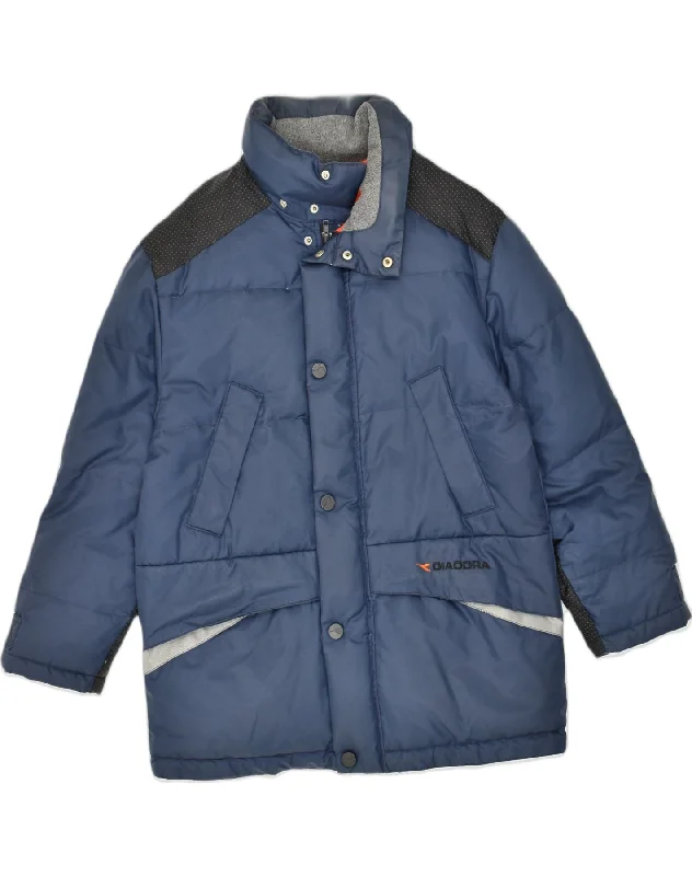 DIADORA Mens Padded Jacket UK 36 Small Navy Blue Colourblock