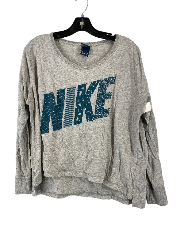 Soft touch Grey Athletic Top Long Sleeve Crewneck Nike, Size L