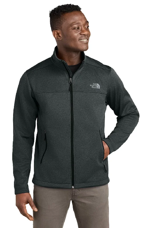 The North Face Mens Ridgewall Wind & Water Resistant Soft Shell Full Zip Jacket - Heather Dark Grey - New