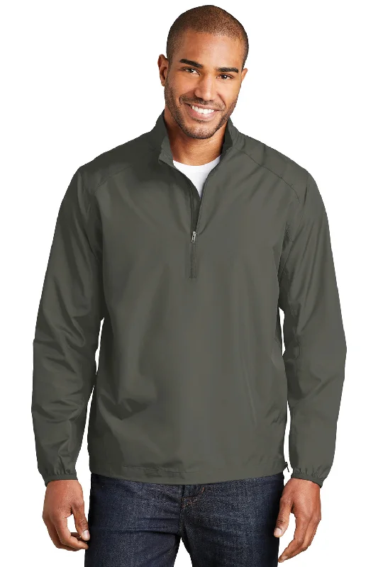 Port Authority Mens Zephyr Wind & Water Resistant 1/4 Zip Jacket - Steel Grey