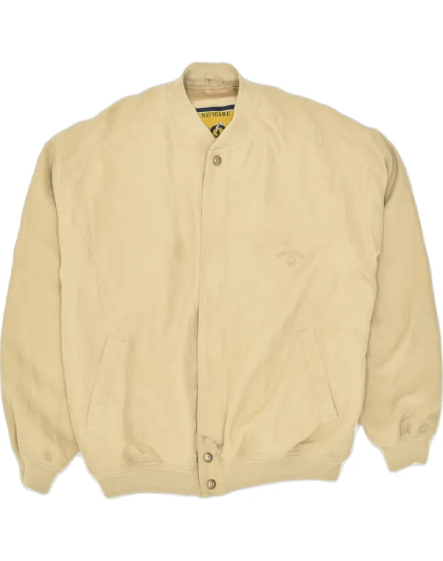 NAVIGARE Mens Bomber Jacket UK 40 Large Beige Polyamide