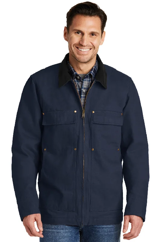 CornerStone Mens Duck Cloth Full Zip Jacket - Navy Blue