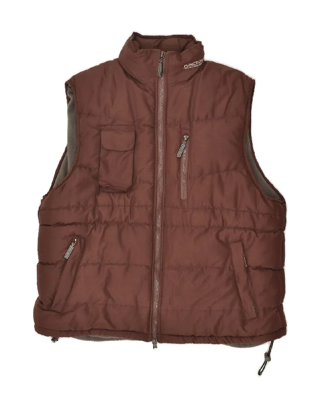 EARTHBOUND Mens Hooded Padded Gilet UK 42 XL Brown Polyester