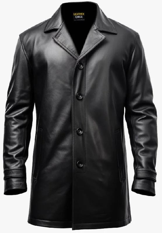 Men Leather Coat - Black Leather Coat-Leatheroxide