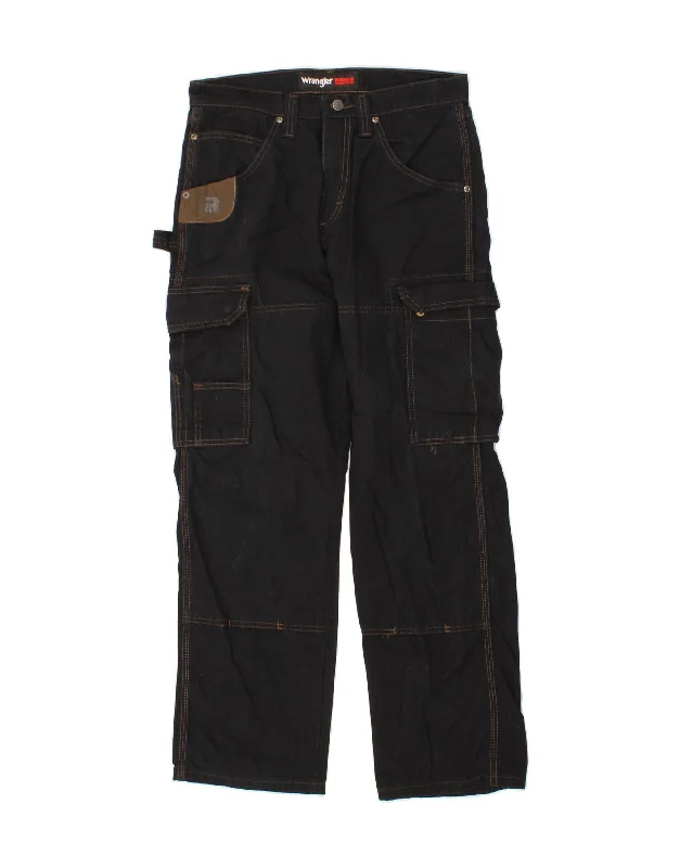 Recycled denim WRANGLER Mens Straight Cargo Trousers W30 L30  Black Cotton