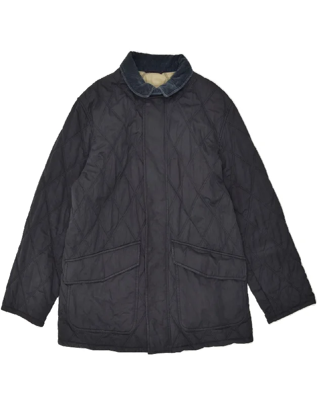 MARINA YACHTING Mens Quilted Jacket IT 48 Medium Navy Blue Polyester