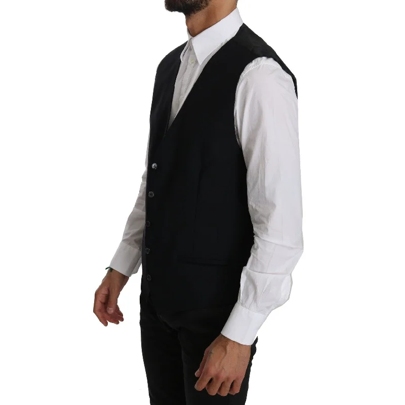 Dolce & Gabbana Sleek Black Cotton Blend Dress Men's Vest