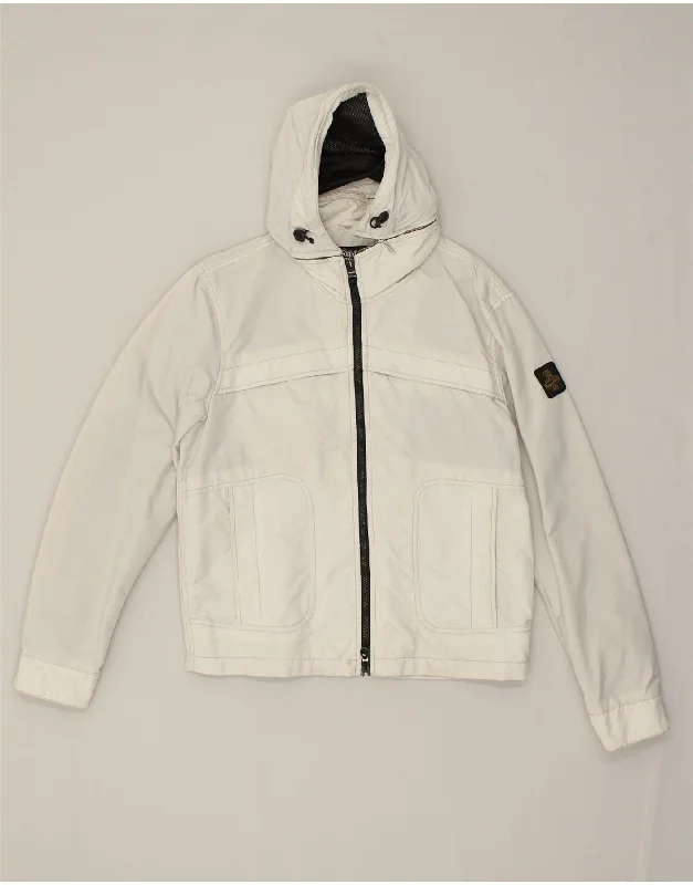 REFRIGIWEAR Mens Hooded Bomber Jacket UK 36 Small Off White